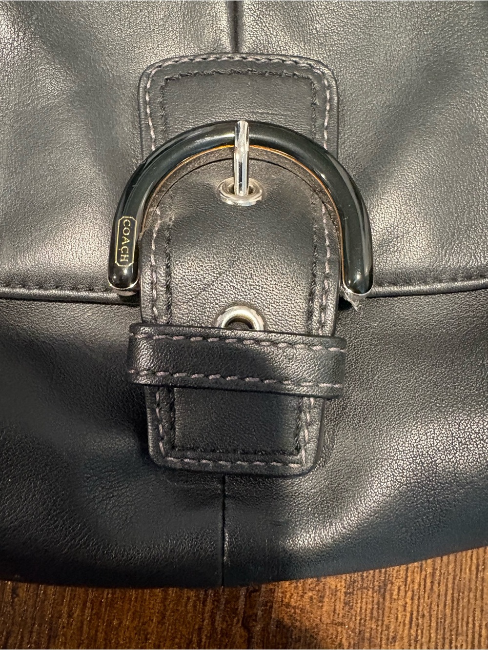 Coach Black Leather Crossbody with Buckle Accent - Picture 6 of 6